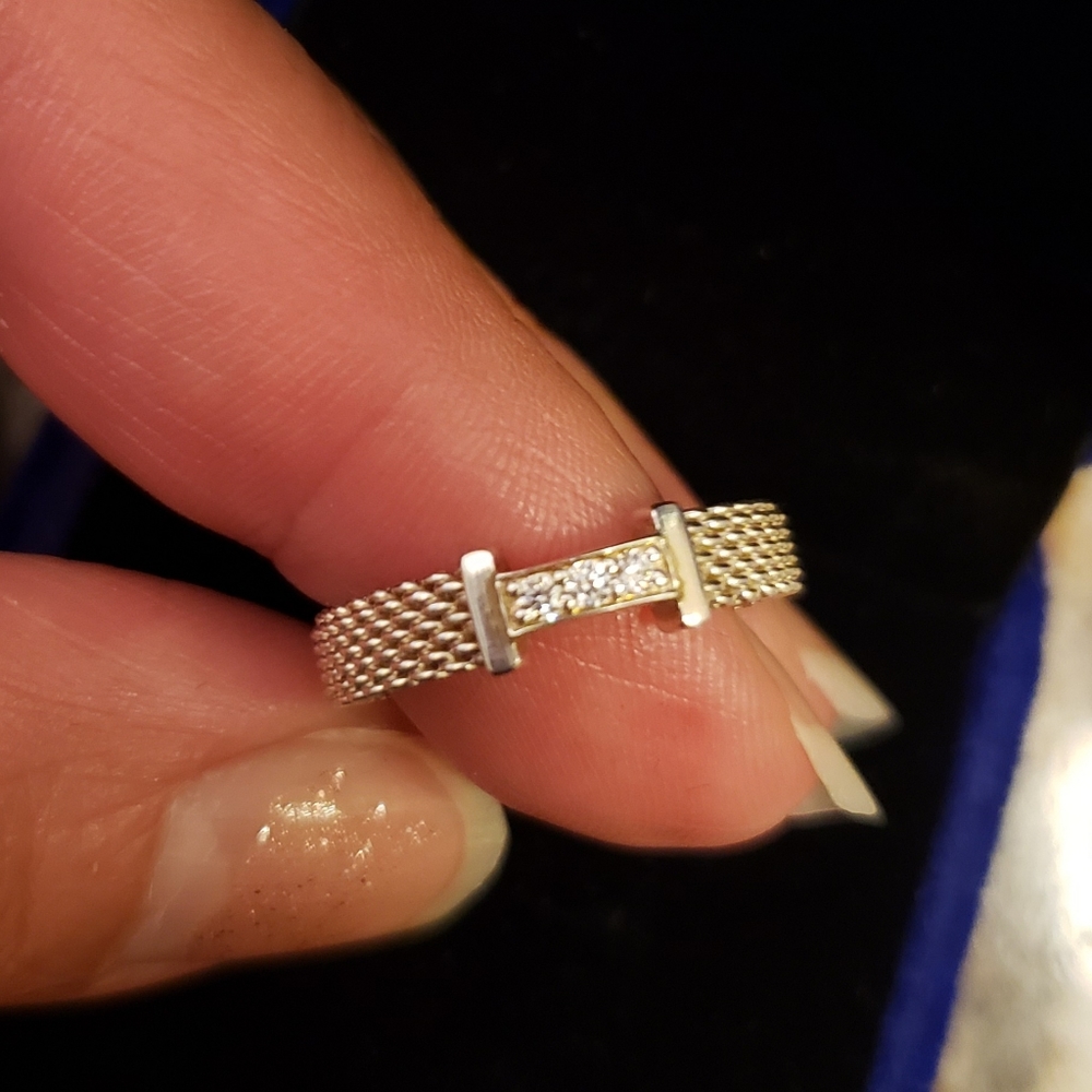 Authentic Tiffany and Co diamond mesh ring